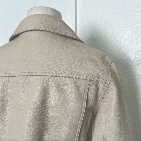 Alexander Wang Pebbled Leather Moto Jacket in Ecru - Picture 7 of 11